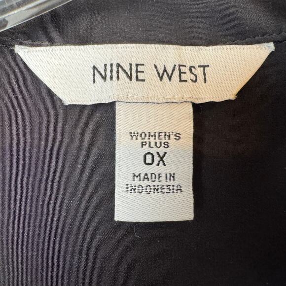 Nine West Collared Button Down Blouse Black Size 0X - Picture 4 of 7
